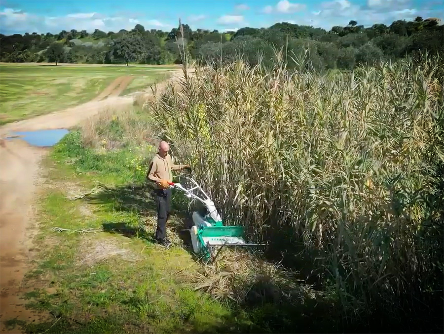 Kosiarko-karczownica Orec RMK podczas koszenia gęstych zarośli